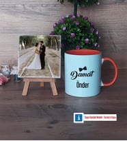 Damat Fotoğraflı Dekoratif Taş, Kupa Bardak Beyaz Hediye (Model 13)