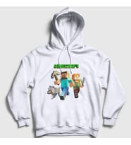 Presmono Unisex Beyaz Miners Minecraft Kapüşonlu Sweatshirt 29601tt (Beyaz)