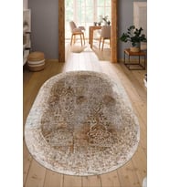 Dijital Baskılı Kaymaz Taban Yıkanabilir Oval Salon Halısı Mutfak Halısı Yolluk NDO-SD-293 (Çok Renkli)