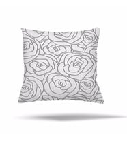 Çiçekli Mermer Batik DesenGizli Fermuarlı Yastık Kılıfı Kırlent Kılıfı Koltuk Yastık Kılıfı  (Beyaz)