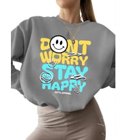 erkek Sweatshirt unisex Merak etme Baskılı bisiklet yaka 3 iplik şardonlu kadın Bej Sweatshirt kalın (Gri)