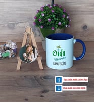 Gıda Mühendisi Kupa Bardak Beyaz ve Fotoğraflı Ahşap Anahtarlık Hediye (Model 3)