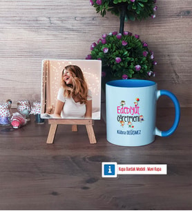 Edebiyat Öğretmeni Fotoğraflı Dekoratif Taş, Kupa Bardak Beyaz Hediye (Model 4)
