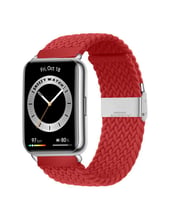 Sneezy Huawei Watch Fit 2 İle Uyumlu Metal Klips Solo Fiberlink Örgü Kordon (Kırmızı)