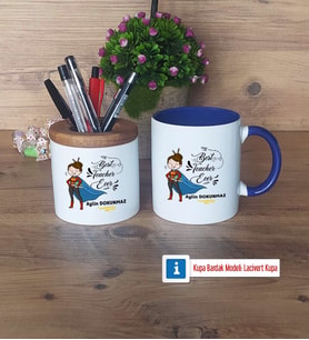 Kadın Öğretmene Hediye Kalemlik, Kupa Bardak T Kişiye Özel Hediye (Model 6)