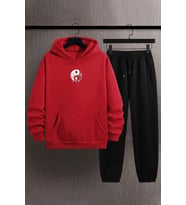 Unisex Yin & Yang Baskılı Eşofman Takımı (A.Kırmızı)