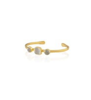 Kadir Jewellery 22 Ayar Altın Kaplama Zirkon Taşlı Ayarlanabilir Vintage Bilezik (Gri)