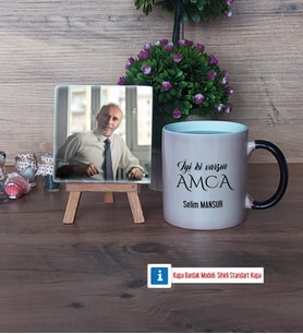Amcaya Hediye Fotoğraflı Dekoratif Taş, Kupa Bardak Beyaz Hediye (Model 9)