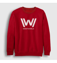 Presmono Unisex Beyaz Logo V2 Westworld Sweatshirt 223988tt (Kırmızı)
