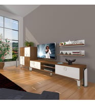 Decoraktiv Eko ON Mdf Dvd Gold Tv Ünitesi Tv Sehpası (Beyaz - Kahverengi)