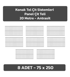 KONAK TEL ÇİT SİSTEMLERİ 8 ADET PANEL ÇİT TELİ SADE 75 X 250 CM (Antrasit)
