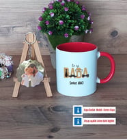 Babaya Doğum Günü Hediyesi Kupa Bardak Beyaz ve Fotoğraflı Ahşap Anahtarlık Hediye Babalar Günü Hediyesi (Model 2)