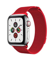 Ally Apple Watch 7-8 45mm 6-5-4 44mm Kayış Kordon Metal Milano Loop 3-2-1 42mm (Kırmızı)