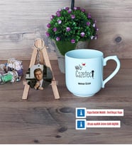 Gazeteci Kupa Bardak Beyaz ve Fotoğraflı Ahşap Anahtarlık Hediye (Model 5)