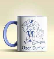 Kişiye Özel Yılın En Çılgın Hemşiresi (Bay) Tasarım Turuncu Kupa (Mavi)