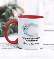 Meslek Dersleri Öğretmeni Tasarımlı Kişiye Özel Kupa Bardak (Kırmızı)