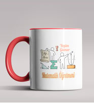 Kişiye Özel Matematik Öğretmeni Tasarımlı Siyah Renk Kupa 10 (Kırmızı)