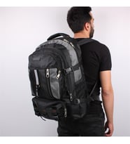 Bagacar IZDAG Kahve Siyah Seyahat Sırt Çantası 60 LT 17" Laptop Bölmeli  (Siyah-Gri)