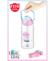 Uzspace 730ml Tritan Tek Kapak Çift Kullanım Pipetli/Pipetsiz Askı Aparatlı Tritan Çocuk Su Matarası (Pembe)