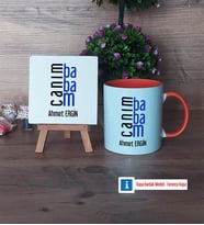 Babaya Hediye Dekoratif Taş, Kupa Bardak Kırmızı Hediye (Model 12)