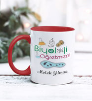 Biyoloji Öğretmeni Tasarımlı Kişiye Özel Kupa Bardak (Kırmızı)