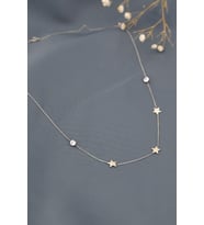 Papatya Silver 925 Ayar Gümüş Taşlı Sıralı Yıldız Kolye (Rodyum)