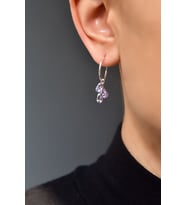 Papatya Silver 925 Ayar Gümüş Rodyum Kaplama Doğum Taşlı Kübik Drop Küpe (Lila)