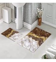 Banyo Halısı Ikili Klozet Takımı Kaymaz Tabanlı (60 xm x 100 cm + 40 cm x 60 cm)  (Kahverengi)