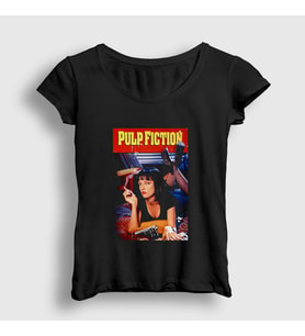 Presmono Kadın Beyaz Mia Film Pulp Fiction T-Shirt 248761tt (Siyah)