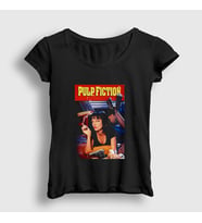 Presmono Kadın Beyaz Mia Film Pulp Fiction T-Shirt 248761tt (Siyah)