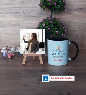 Kadın Türk Dili ve Edebiyatı Öğretmenine Hediye Fotoğraflı Dekoratif Taş, Kupa Bardak Beyaz Hediye (Model 11)