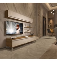 Decoraktiv Eko 5 Mdf Std Krom Ayaklı Tv Ünitesi Tv Sehpası (Pera-Beyaz)