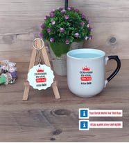 Amcaya Hediye Kupa Bardak Kırmızı ve Ahşap Anahtarlık HediyeBabalar Günü Hediyesi (Model 9)