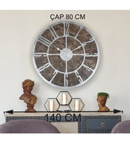 Markakanvas Mermer Desenli  Duvar Saati  Çap 50 cm-Çap 80 cm (Gri)