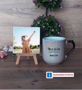 Resim Öğretmeni Fotoğraflı Dekoratif Taş, Kupa Bardak Beyaz Hediye (Model 10)