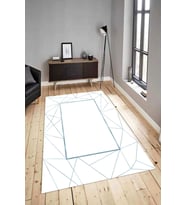 Dijital Baskılı Yıkanabilir Kaymaz Modern Renkli Salon Halısı Mutfak Halısı Yolluk ND-HY-993 (Mavi)
