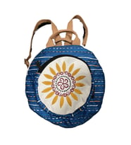 Fargin Etnik Otantik Desenli Yuvarlak Sırt Çantası Nakışlı Bohemian Tarz Sırt Çantası (Beyaz - Antrasit)