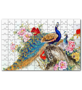 Cakapuzzle Çift Tavuskuşiar Sanatsal Görsel Puzzle Yapboz MDF (Ahşap) (1000 Parça)