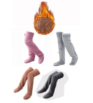 Peluş Çorap Welsoft Diz Üstü Sock Uyku Oda Çorabı Ayak Isıtıcı Uzun Gonç Spor Çorap (Kahverengi)