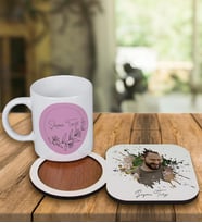 Kişiye Özel Tasarım Kupa Bardak Ve Fotoğraflı Ahşap Bardak Altlığı 99159 (Turuncu)