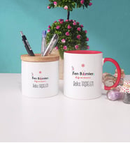 Fen Bilimleri Öğretmeni Kupa Bardak Lacivert ve Kalemlik (Model 8)