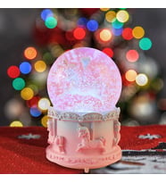 Atlı Karınca Büyük Boy Müzikli Işıklı Püskürtmeli  Kar Küresi (Pembe)