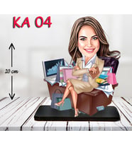 KİŞİYE ÖZEL KARİKATÜR muhasebeci kadın BİBLOSU (Turkuaz)