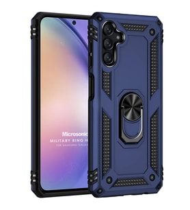 Microsonic Samsung Galaxy A15 Kılıf Military Ring Holder Siyah (Lacivert)
