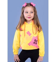 Toontoy Kız Çocuk Cep Detaylı Baskılı Sweatshirt (Sarı)