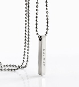 BK Gift Kişiye Özel İsimli Silver Çubuk Bar Kolye (Gümüş)