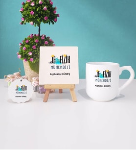 Jeofizik Mühendisi Kupa Bardak Lacivert Dekoratif Taş Baskı Anahtarlık (Model 8)