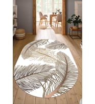Dijital Baskılı Kaymaz Taban Yıkanabilir Oval Salon Halısı Mutfak Halısı Yolluk NDO-HT-253 (Kahverengi)
