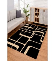 Dijital Kaymaz Taban Yıkanabilir Renkli Salon Halısı Mutfak Halısı Yolluk ND-SD-981 (Siyah)