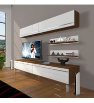 Decoraktiv Eko 5 Mdf Std Krom Ayaklı Tv Ünitesi Tv Sehpası (Beyaz - Kahverengi)